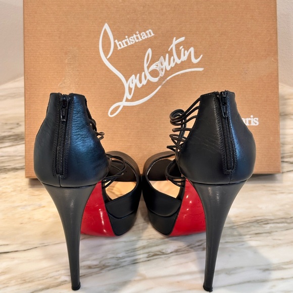 Christian Louboutin Black Peep-Toe Heels - Picture 3 of 6